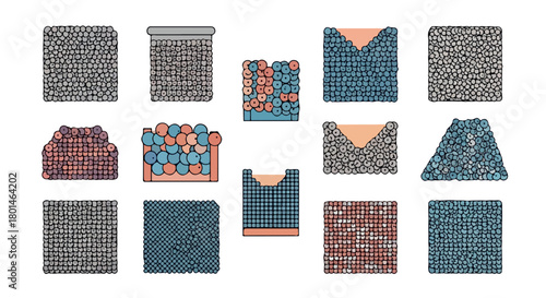 Arrangement of spheres in various shapes and containers