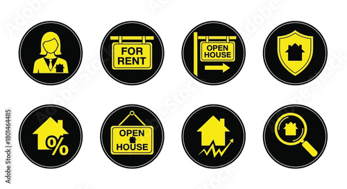 Find your dream home with real estate agent and open house signs