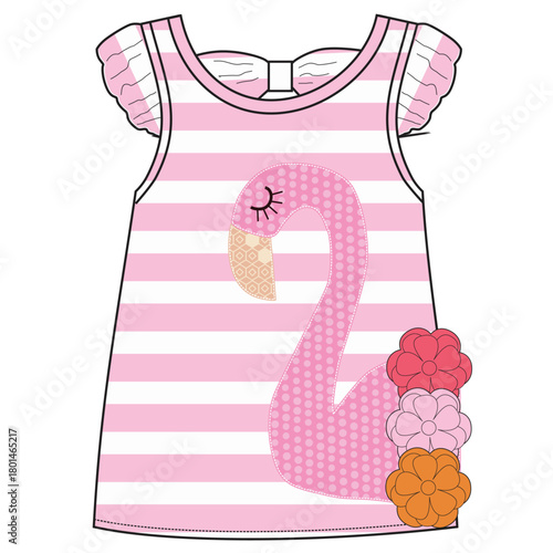 baby frocks duck & flower print vector