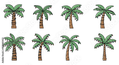 Palm trees with string lights for tropical holiday decor
