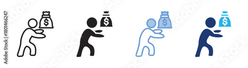 Debt icon set multiple style collection