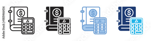 Ledger icon set multiple style collection