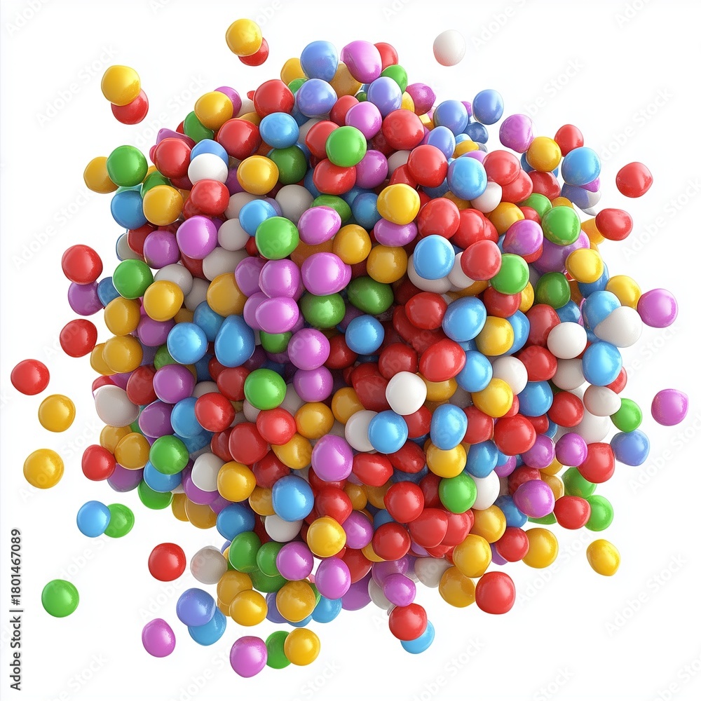 Obraz premium Colorful candy pile chocolate sweet snack food, isolated white