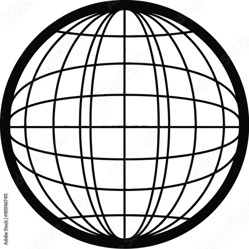 Globe wireframe grid silhouette vector
