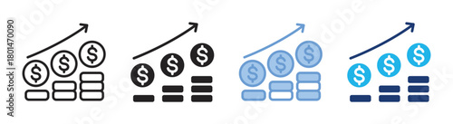 Profit icon set multiple style collection