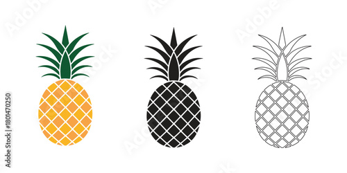 Minimal pineapple set vector illustration