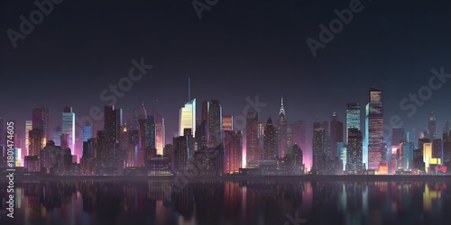 City Lights Reflection at Night
