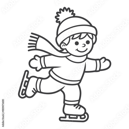 Joyful Winter Sledding Adventure Line Art