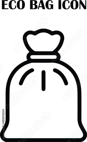 Eco bag vector icon with leaf symbol representing reusable, sustainable, and environmentally friendly shopping bags
