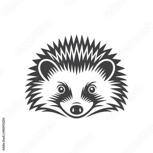 Stylized Tribal Hedgehog Illustration Abstract Black and White Animal Art