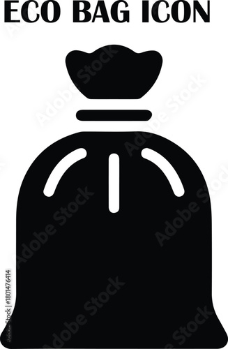 Eco bag vector icon with leaf symbol representing reusable, sustainable, and environmentally friendly shopping bags