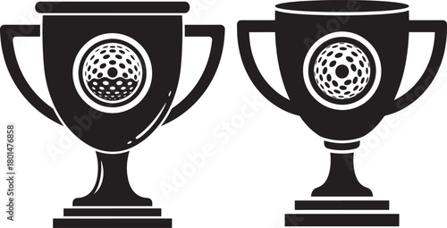 Two golf trophies silhouette