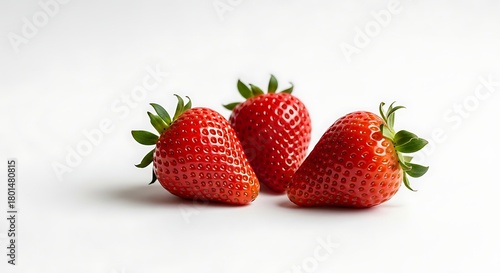 Wallpaper Mural Three ripe strawberries isolated on white background Torontodigital.ca