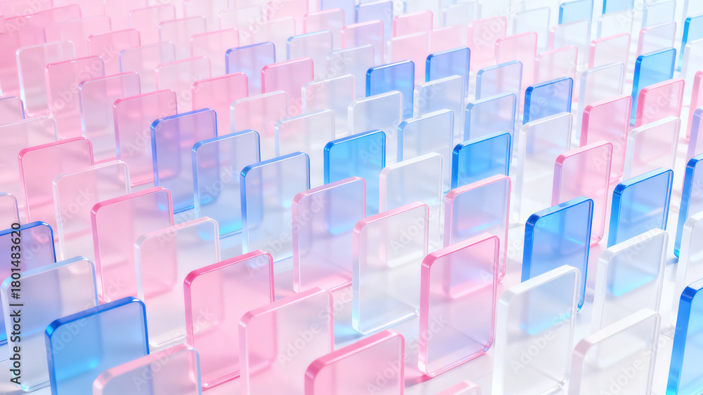 Fototapeta premium Futuristic Pink Transparent Cube Abstract Arrangement Design