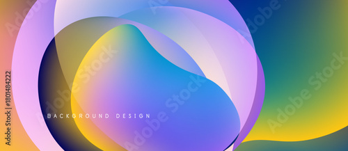 Abstract fluid shapes blend vibrant colors. Gradient transitions create dynamic visual effect. Modern design suitable for backgrounds.