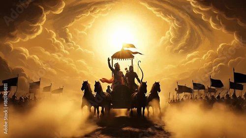 Lord Krishna and Arjuna on Kurukshetra Battlefield The Divine Guidance Before the Epic War
