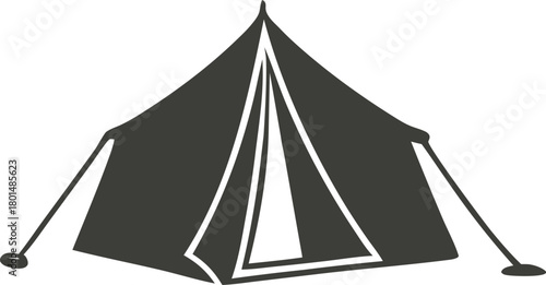 Simple silhouette of a canvas bell tent for camping and outdoors