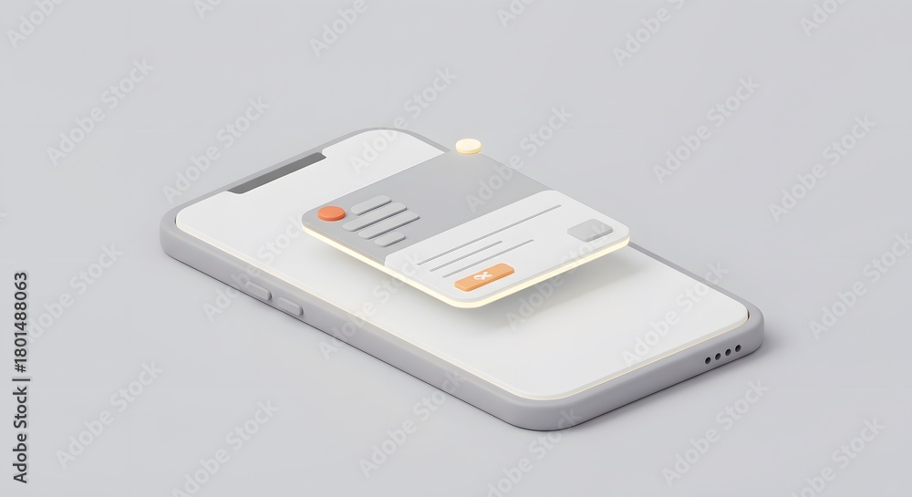 Fototapeta premium Modern smartphone with floating message notification pop-up, digital communication concept