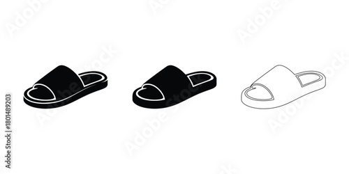 Black slippers icon on white background