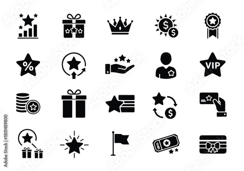 Customer loyalty, rewards, and bonus scheme icons - Vector icon symbol for website - Icon vector - Blue icon vector -  Flat Design Icon