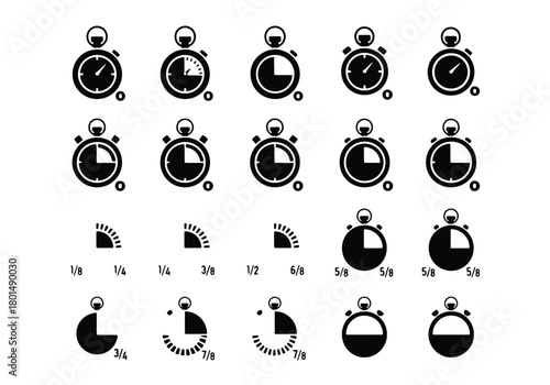 Stopwatch and timer progress status icons collection - Vector icon symbol for website - Icon vector - Blue icon vector -  Flat Design Icon