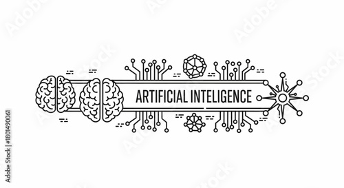 Artificial Intelligence Concept - Brains, Circuits, and Data in a Technological Design.
