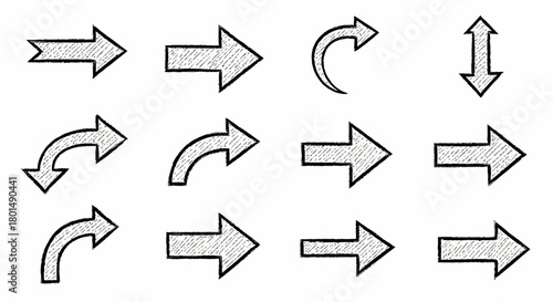 Collection of Hand-Drawn Arrow Illustrations for Design Projects.