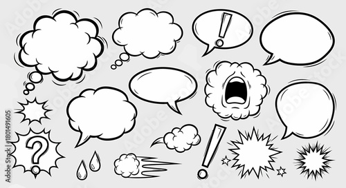 Comic Speech Bubbles and Thought Clouds Collection.