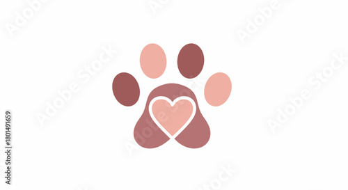 Paw Print with Heart - A Symbol of Animal Love and Care.