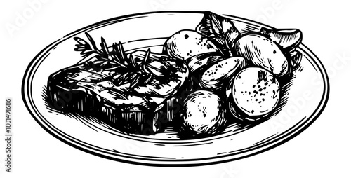 Steak with vegetables on a plate with vegetables