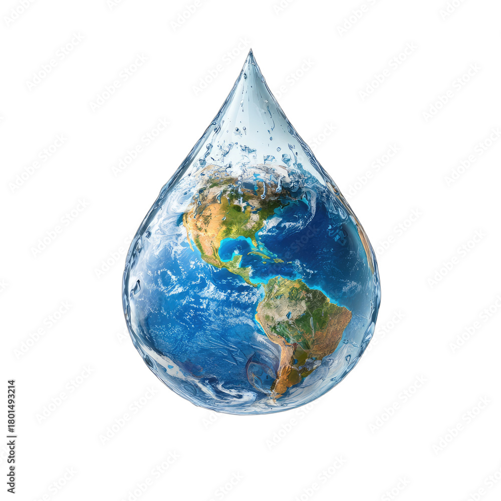 Obraz premium A single water droplet contains a miniature planet Earth