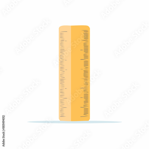 Yellow wooden ruler measuring tool for education and school supplies flat design illustration