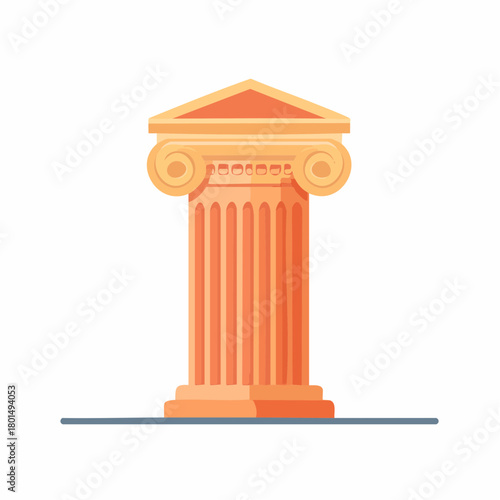 Elegant classical Greek Ionic column architecture with decorative volute capital design element