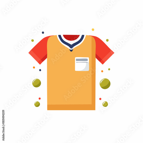 Colorful T Shirt with Pocket and Ruffled Collar Design