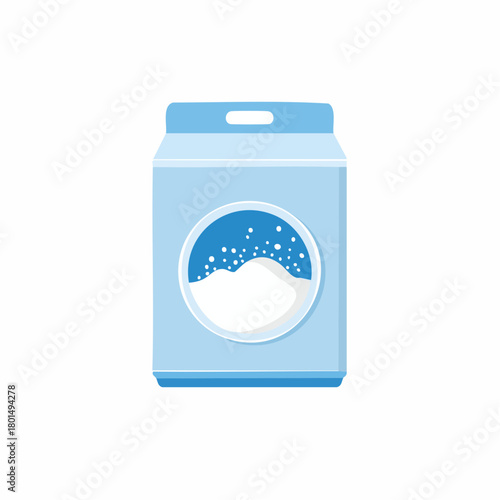Illustration of laundry detergent box with detergent powder inside graphic design