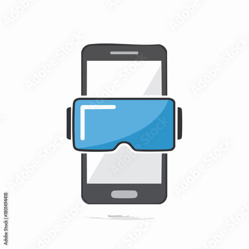 Smartphone with Virtual Reality Goggles Technology Concept Illustration