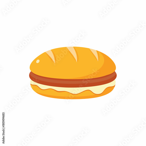 Delicious Vector Sandwich with Meat and Cheese Illustration for Stock Images