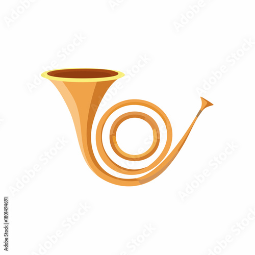 Bright Golden Post Horn Illustration Emphasizing Classic Musical Instrument Design