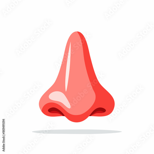 Bright red human nose icon illustration representing sense of smell and facial anatomy
