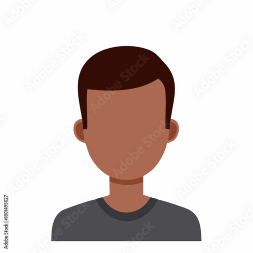 Dark skinned man faceless user profile avatar icon minimalist flat design illustration