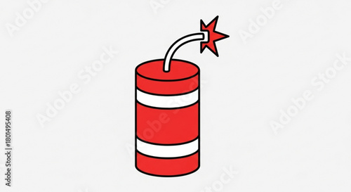 A cartoon dynamite stick with a lit fuse, ready to explode, isolated on, creating a sense of danger and excitement