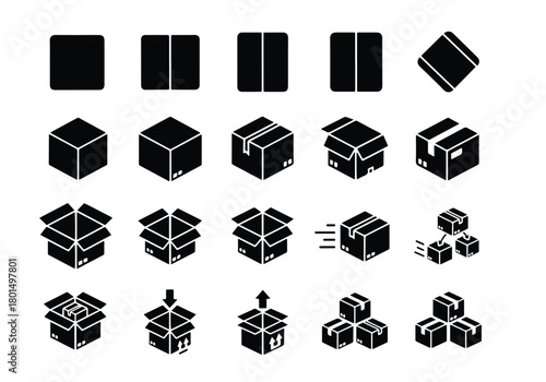 Modern box packaging shipping delivery icons set - Vector icon symbol for website - Icon vector - Blue icon vector -  Flat Design Icon