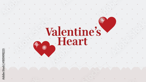 A romantic valentine s day graphic featuring the words valentine s heart in elegant red text surrounded by shimmering red hearts and a subtle dotted pattern on a light background