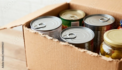 Donation Box with Non-Perishable Food - For charity and food drive campaigns