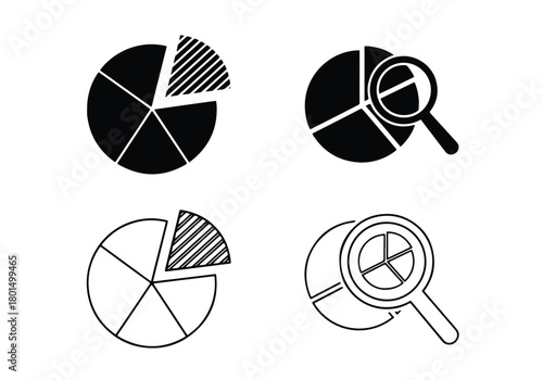 Business data analysis pie chart graph icons set - Vector icon symbol for website - Icon vector - Blue icon vector -  Flat Design Icon