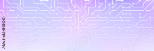 White circuit line pattern on purple gradient bg with abstract tech texture and ai board pathways. Electronic layout for modern digital interfaces, technology presentations or futuristic design.