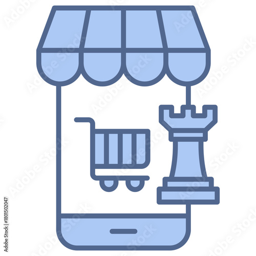 E Commerce Strategy Blue Icon