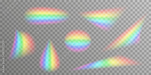 Bright rainbow glare prism elements. Vector