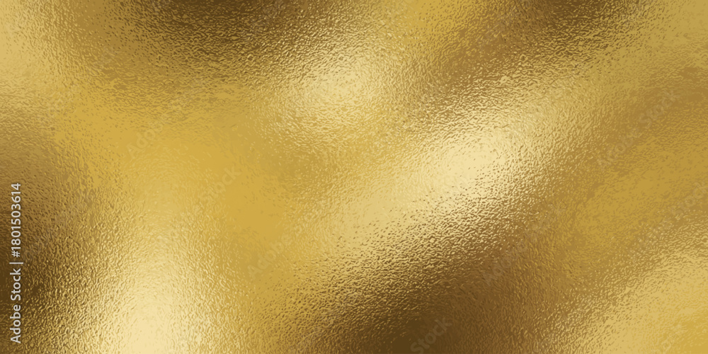 Naklejka premium Gold foil background with shiny rough texture. Vector realistic illustration of luxury golden wallpaper, glitter paper, light reflection gradient metal surface, brass paint effect on leather material