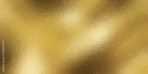Gold foil background with shiny rough texture. Vector realistic illustration of luxury golden wallpaper, glitter paper, light reflection gradient metal surface, brass paint effect on leather material